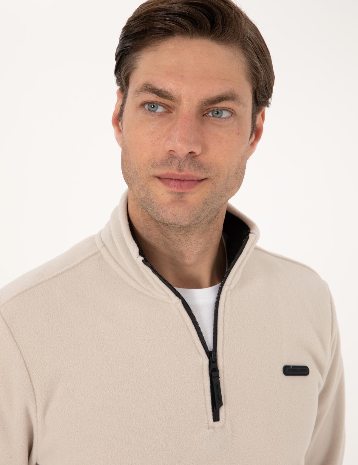 Taş Regular Fit Yarım Fermuarlı Polar Sweatshirt - 50314056040