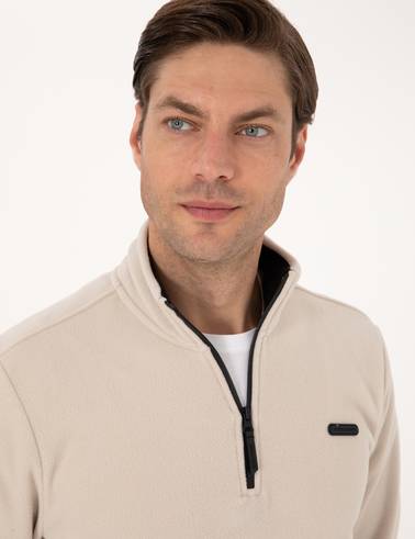 Taş Regular Fit Yarım Fermuarlı Polar Sweatshirt