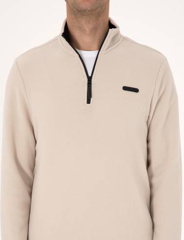 Taş Regular Fit Yarım Fermuarlı Polar Sweatshirt