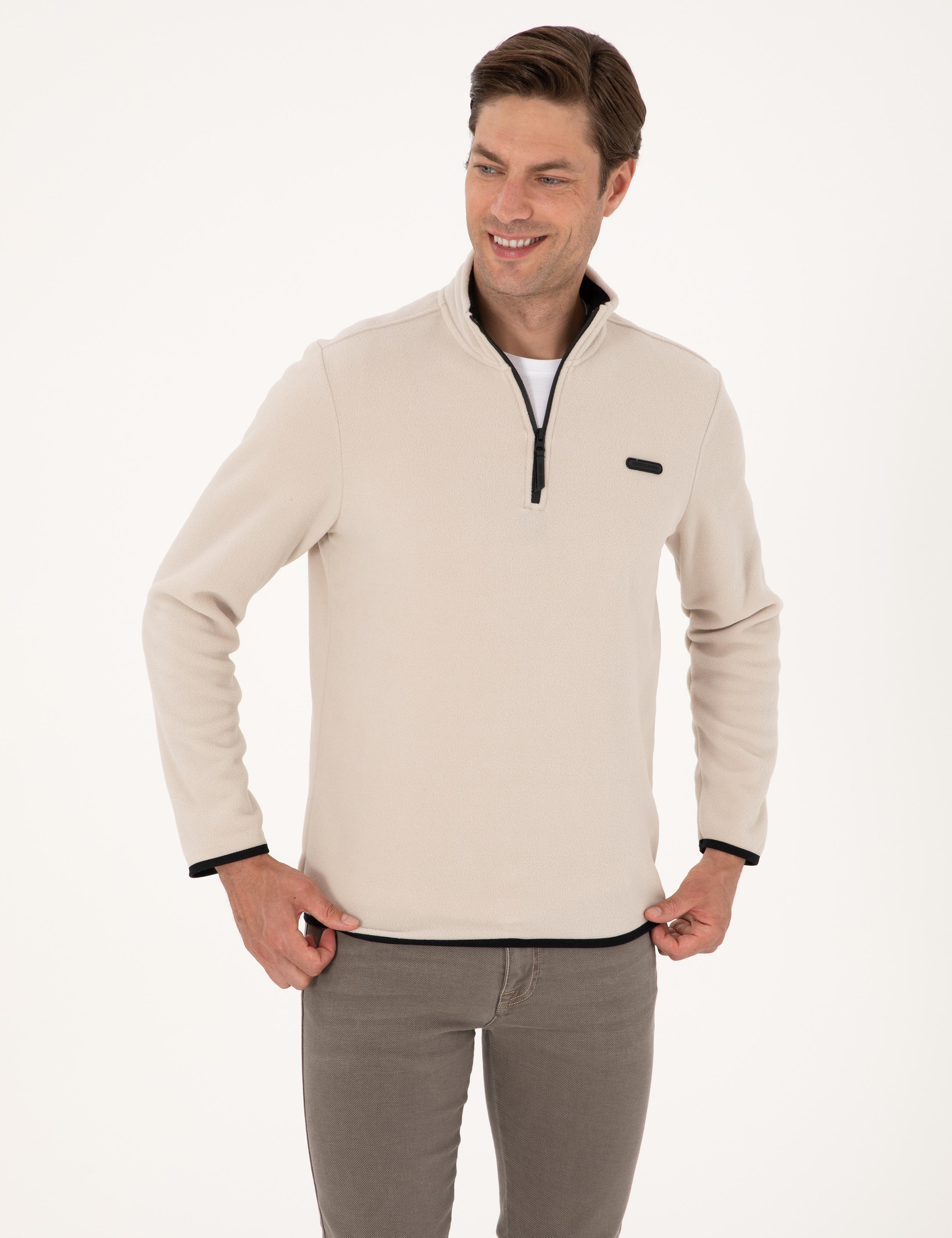 Taş Regular Fit Yarım Fermuarlı Polar Sweatshirt
