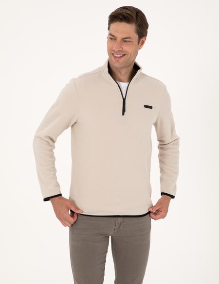 Taş Regular Fit Yarım Fermuarlı Polar Sweatshirt - 50314056040