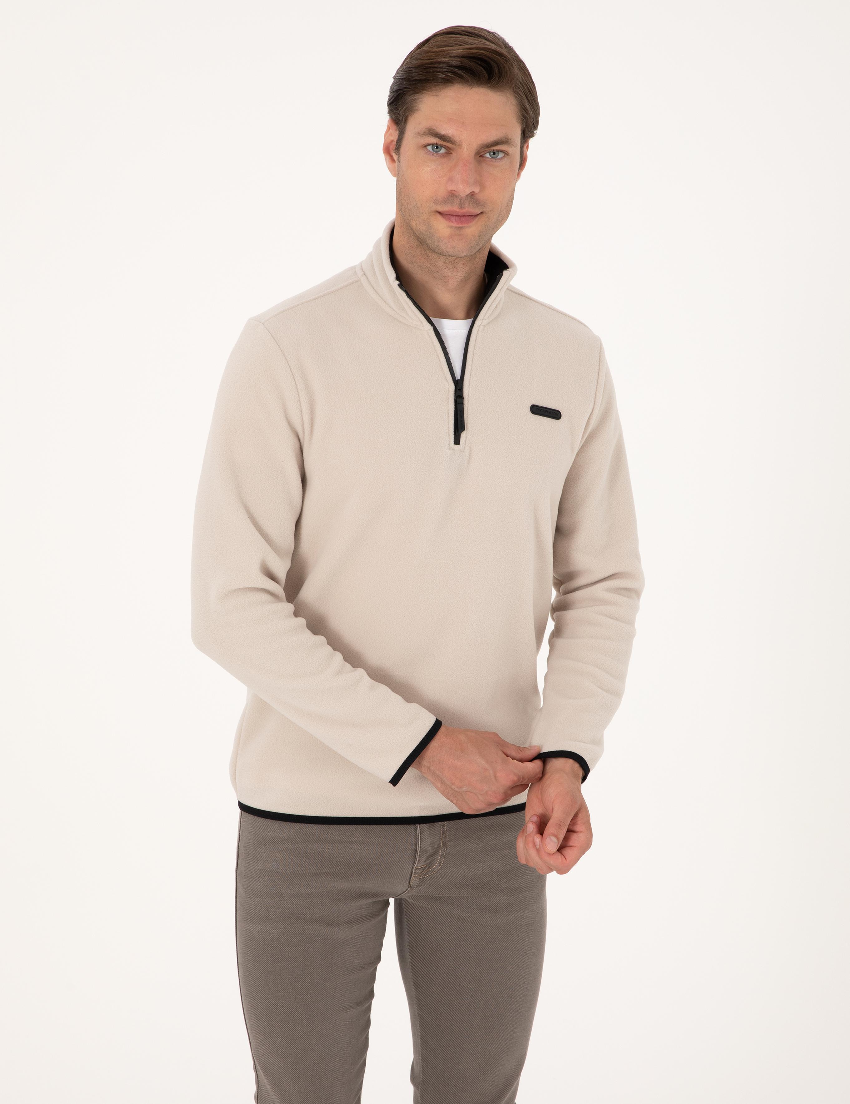 Taş Regular Fit Yarım Fermuarlı Polar Sweatshirt