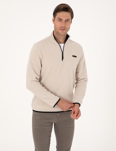Taş Regular Fit Yarım Fermuarlı Polar Sweatshirt - 50314056040