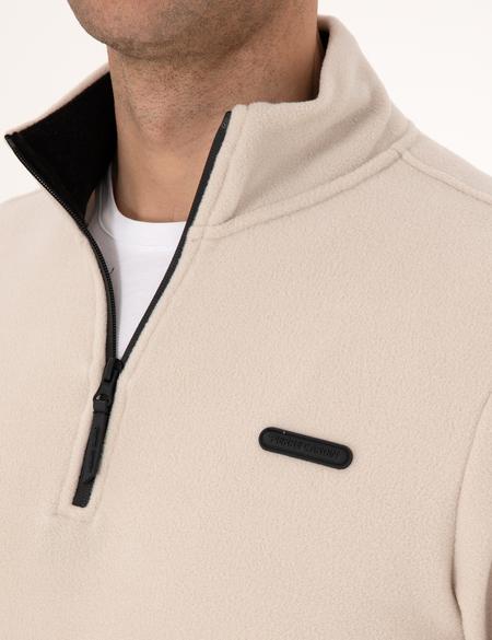 Taş Regular Fit Yarım Fermuarlı Polar Sweatshirt - 50314056040
