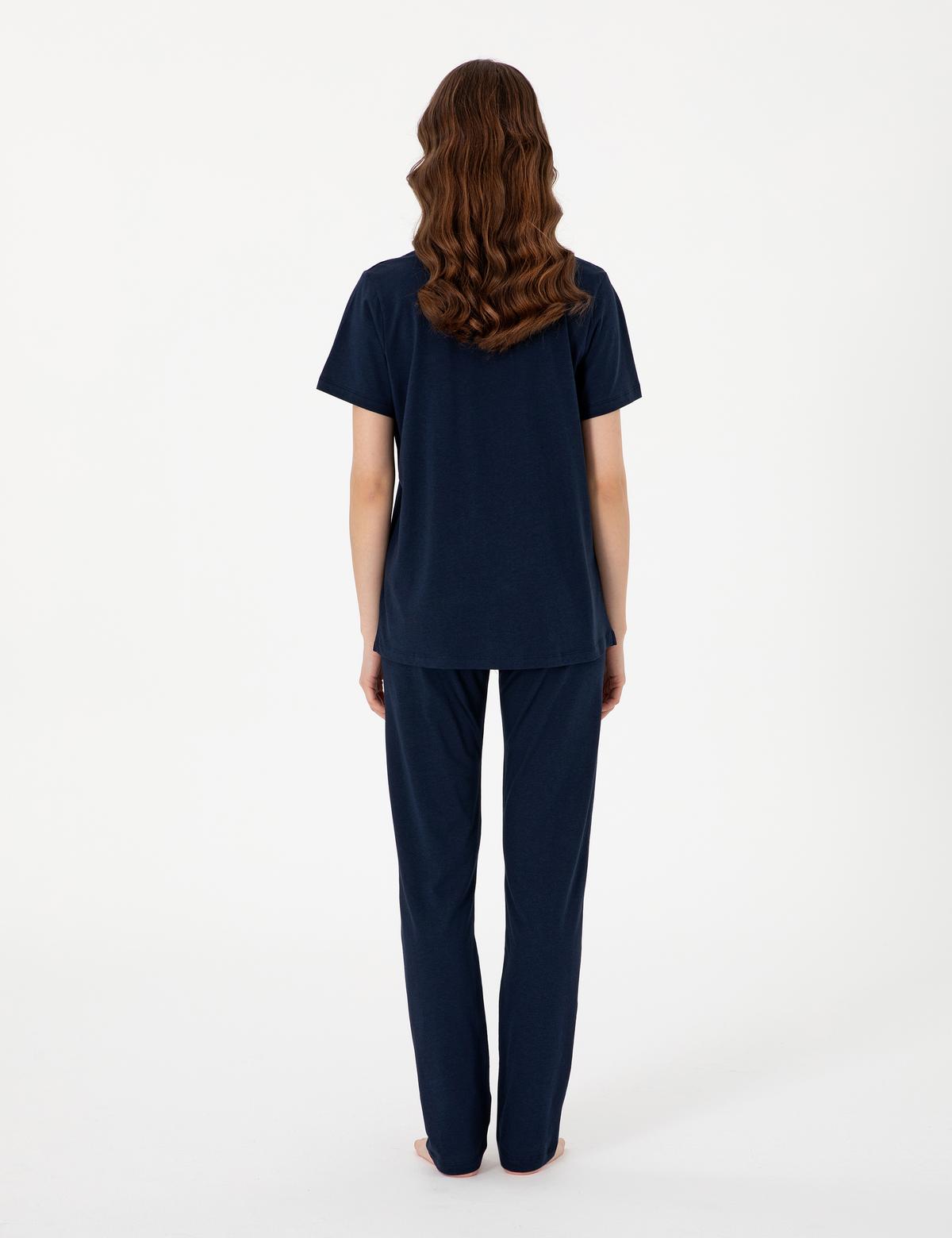 Lacivert Kısakollu Gömlek Pijama Takımı - 50319050005