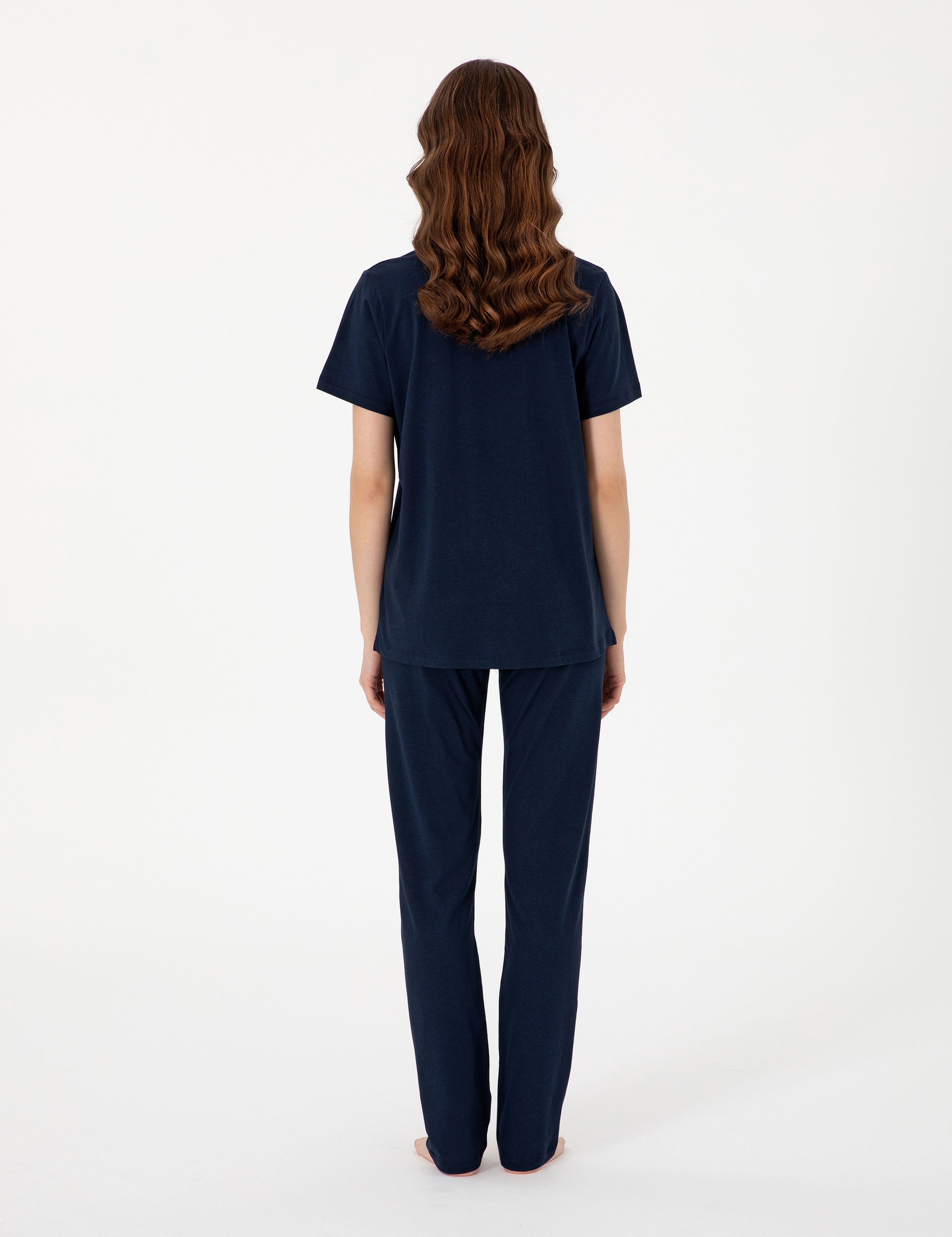 Lacivert Kısakollu Gömlek Pijama Takımı - Image 5