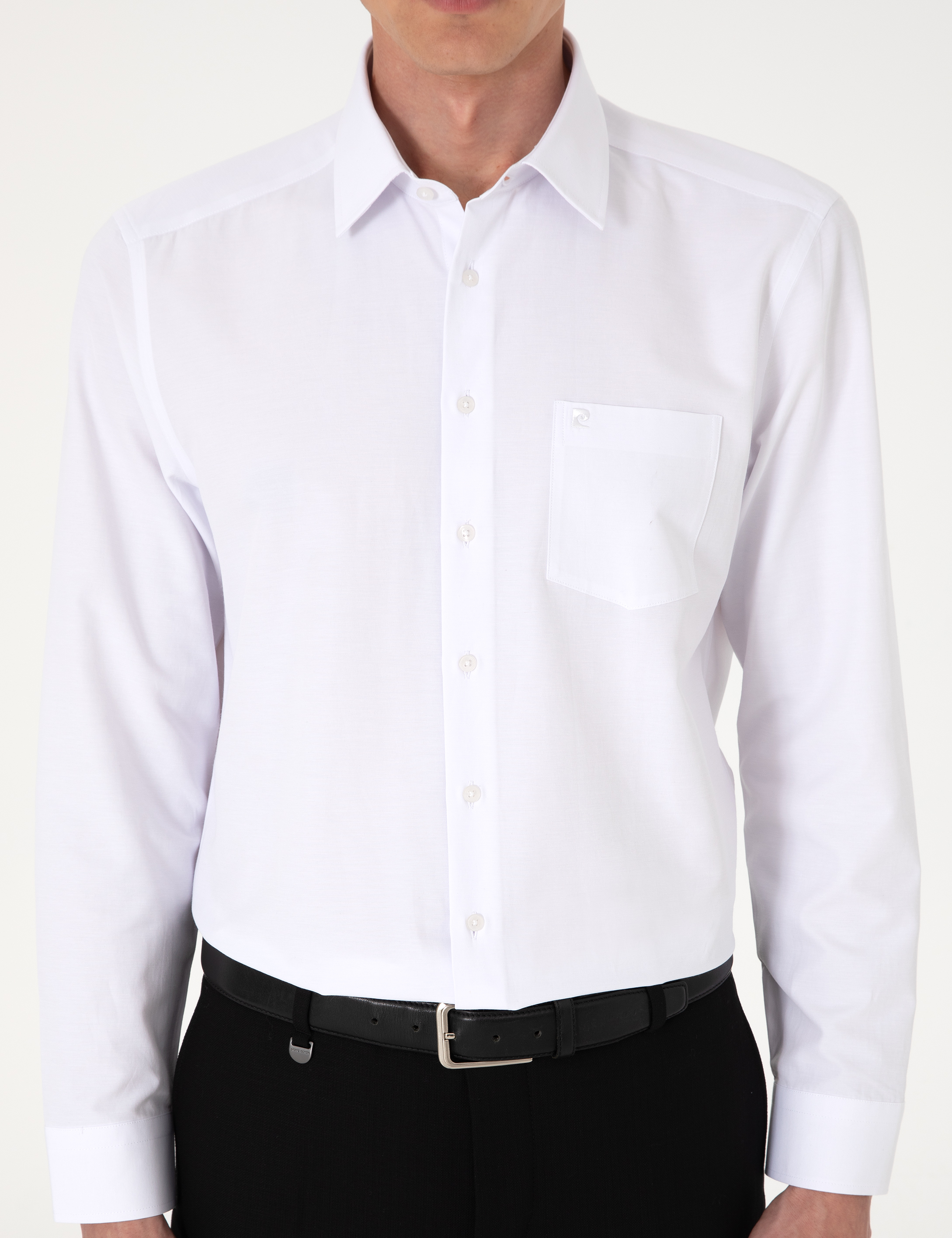 Beyaz Regular Fit Uzun Kollu Basic Gömlek - Image 6
