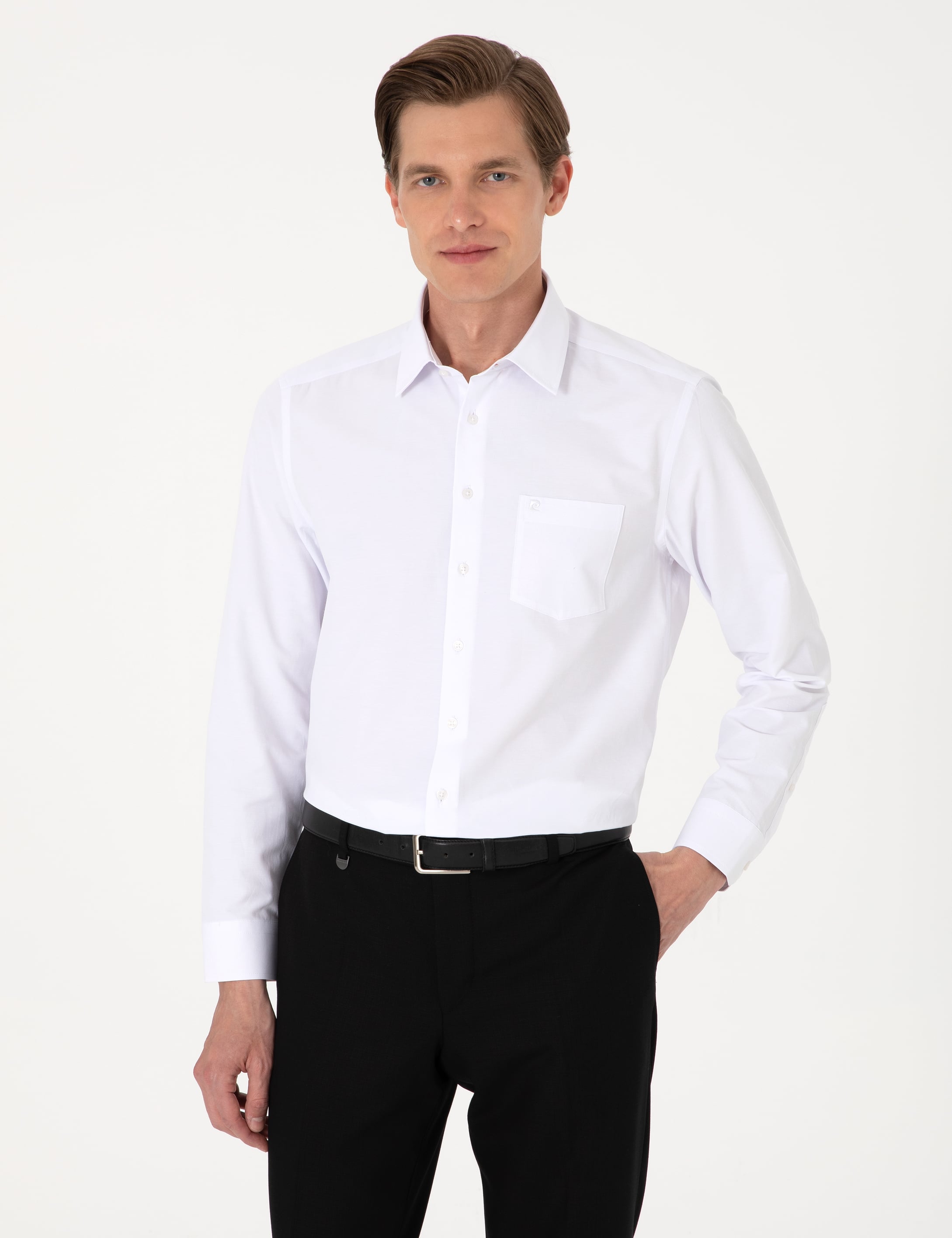 Beyaz Regular Fit Uzun Kollu Basic Gömlek