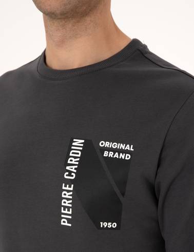 Antrasit Regular Fit Bisiklet Yaka Sweatshirt