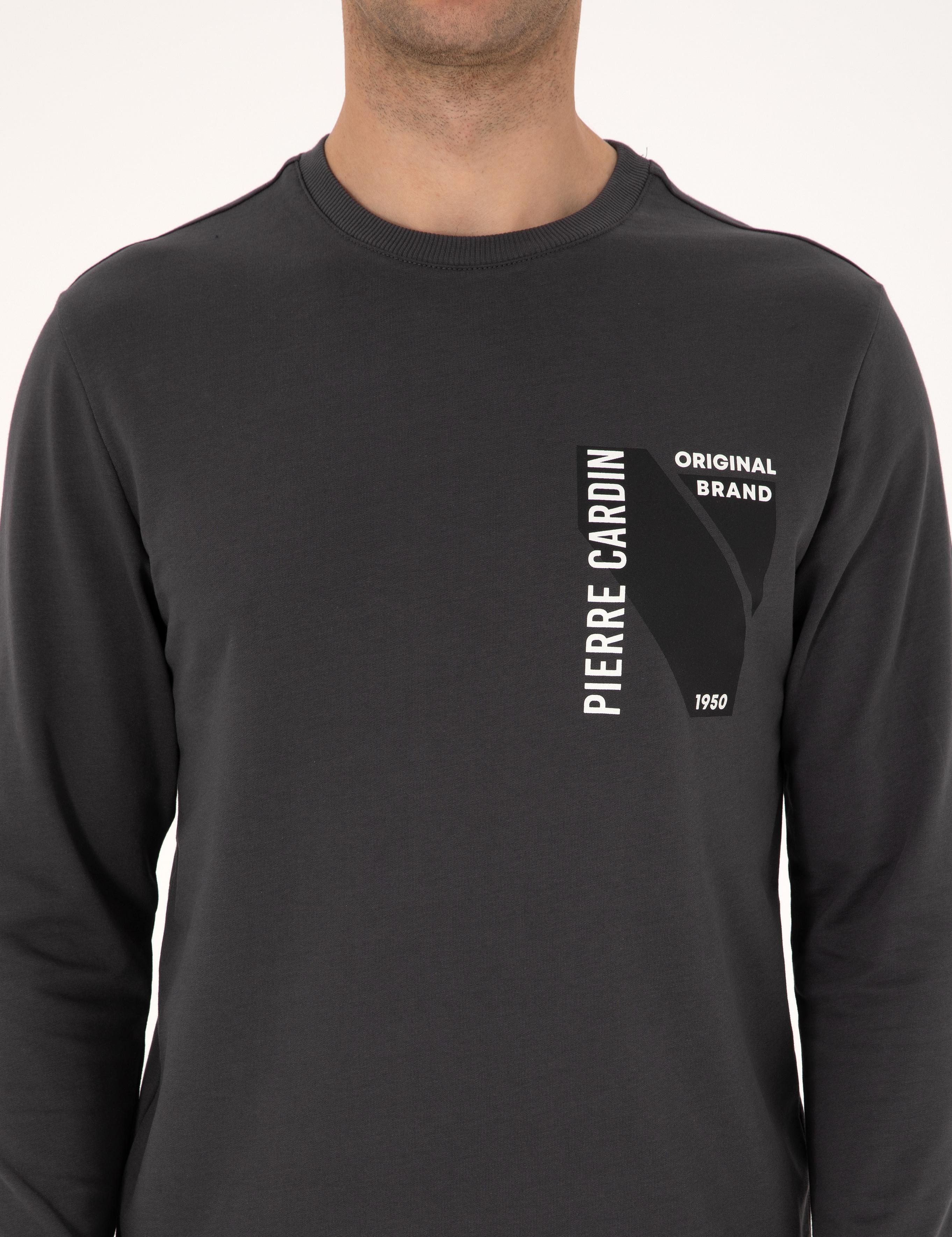 Antrasit Regular Fit Bisiklet Yaka Sweatshirt