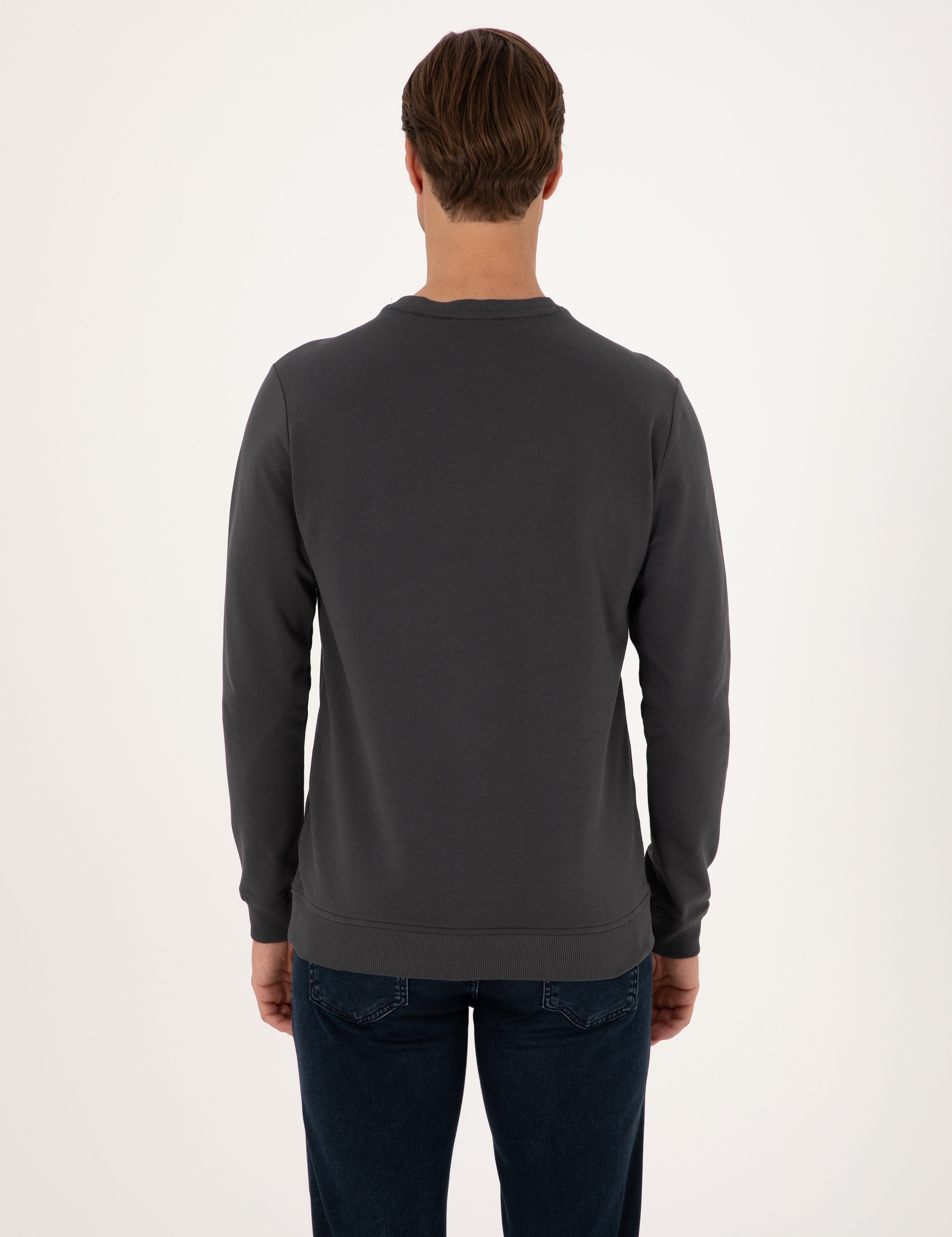 Antrasit Regular Fit Bisiklet Yaka Sweatshirt - Image 5
