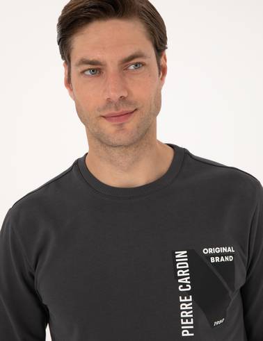 Antrasit Regular Fit Bisiklet Yaka Sweatshirt
