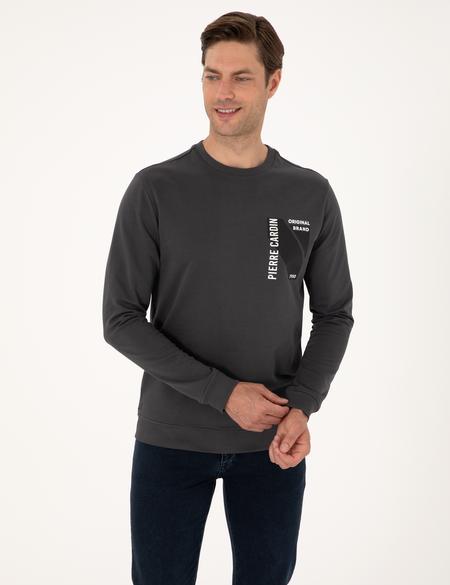 Antrasit Regular Fit Bisiklet Yaka Sweatshirt - 50317750035
