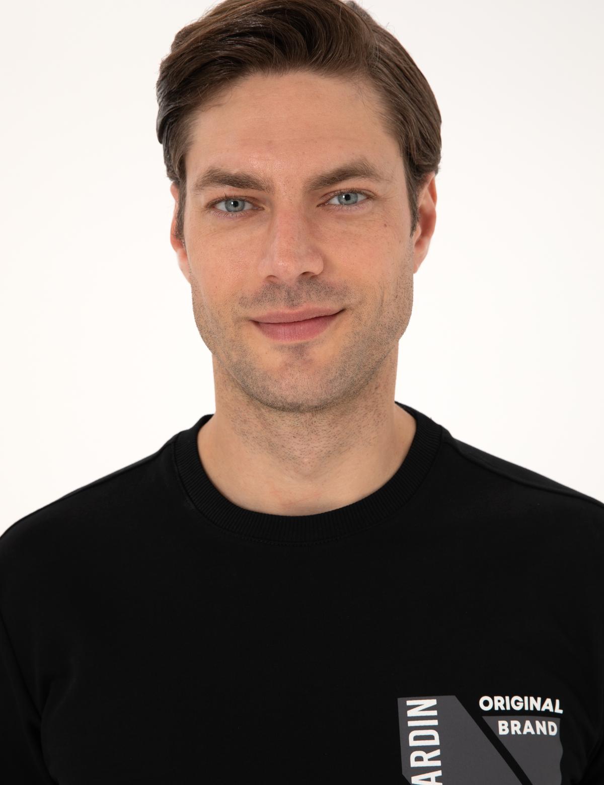 Siyah Regular Fit Bisiklet Yaka Sweatshirt - 50317750005