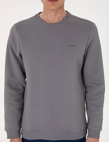 Gri 3 İplik Regular Fit Bisiklet Yaka Basic Sweatshirt