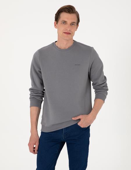 Gri 3 İplik Regular Fit İçi Polarlı Bisiklet Yaka Basic Sweatshirt - 50315021076