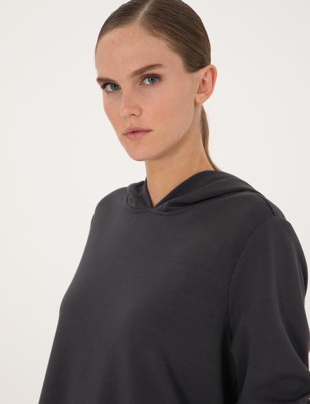 Antrasit Oversize Modal Karışımlı Kapüşonlu Sweatshirt - 50314972031