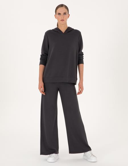 Antrasit Oversize Modal Karışımlı Kapüşonlu Sweatshirt - 50314972031