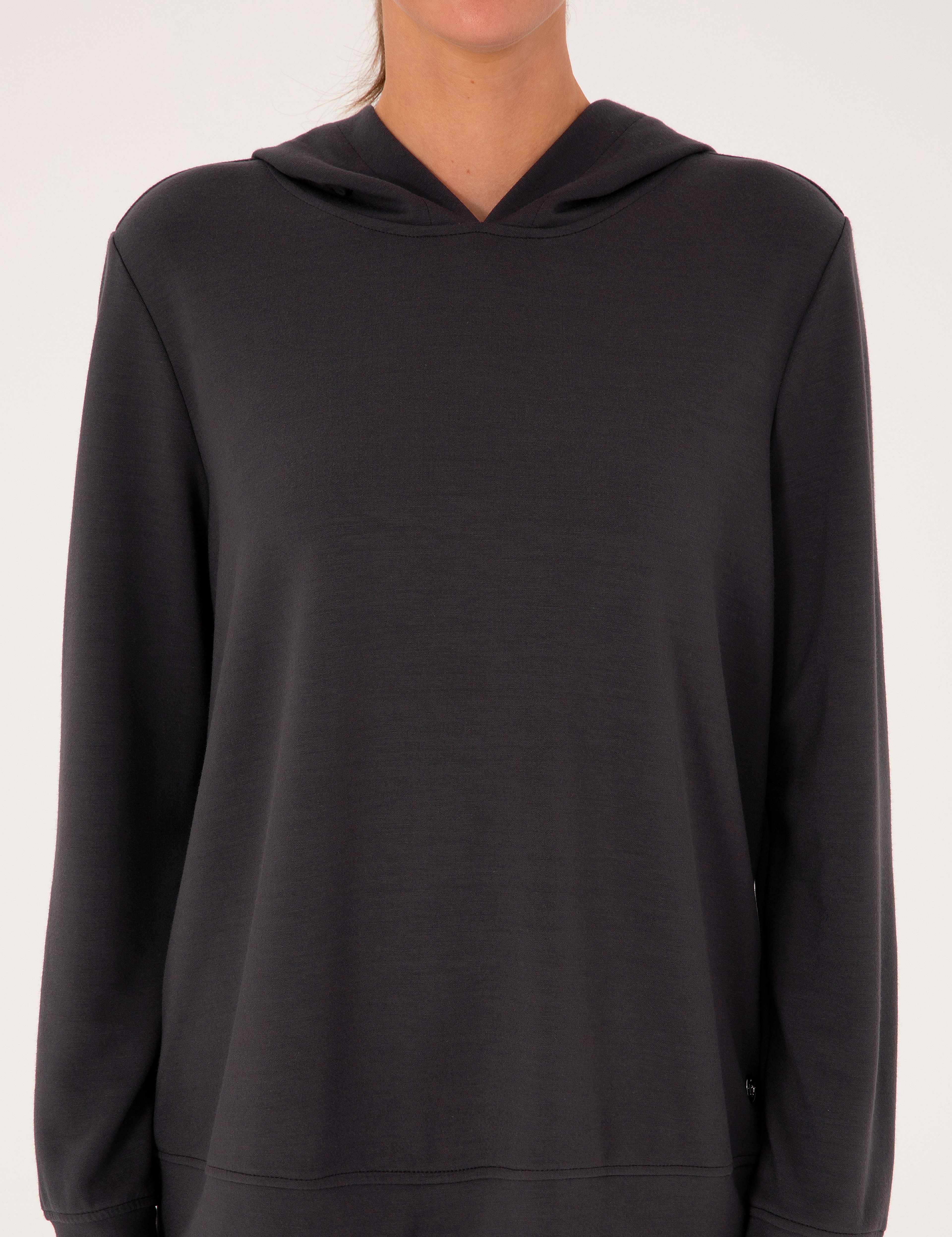 Antrasit Oversize Modal Karışımlı Kapüşonlu Sweatshirt