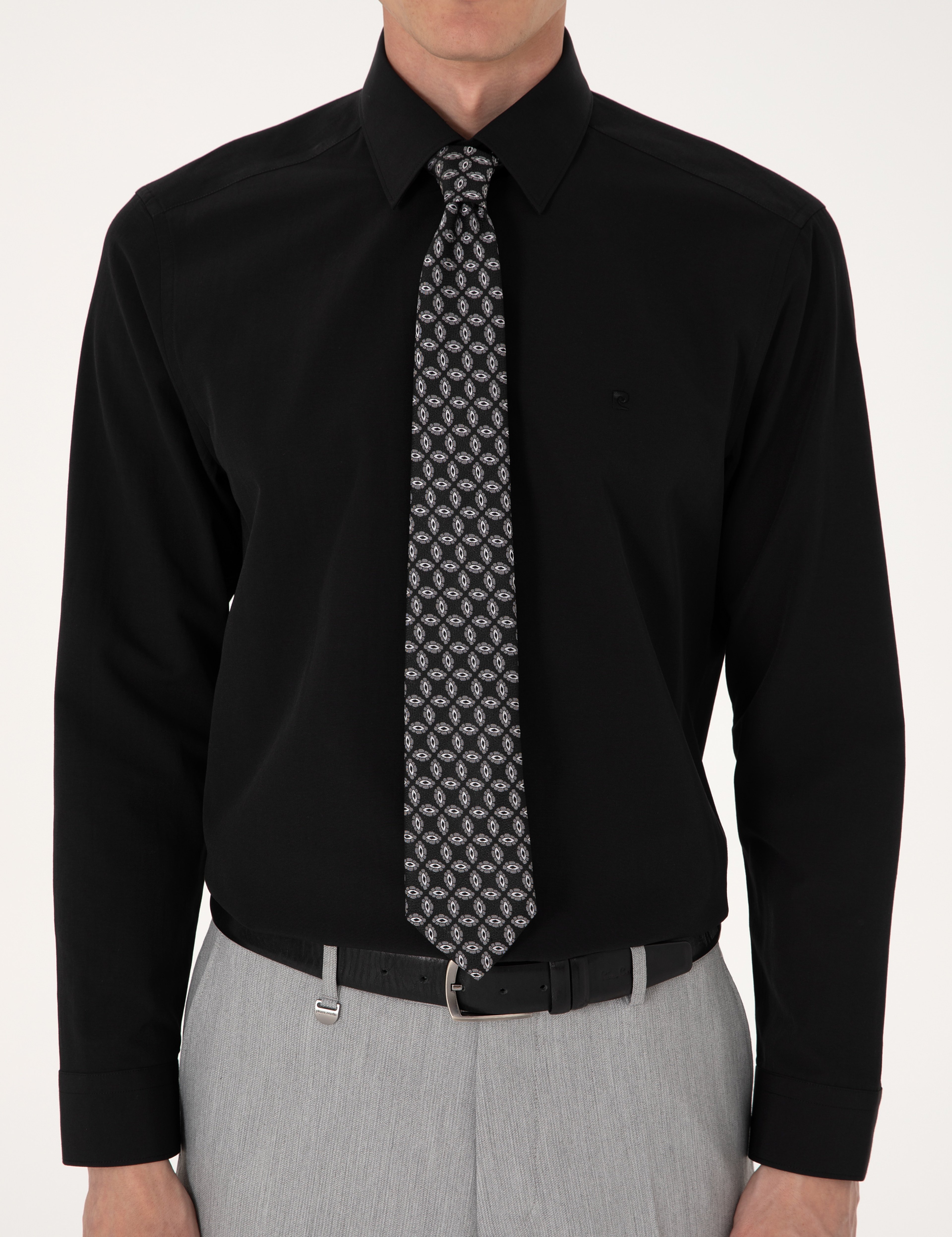 Siyah Regular Fit Uzun Kollu Basic Gömlek - Image 7