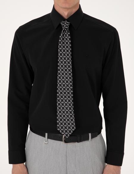 Siyah Regular Fit Uzun Kollu Basic Gömlek - 50316742033