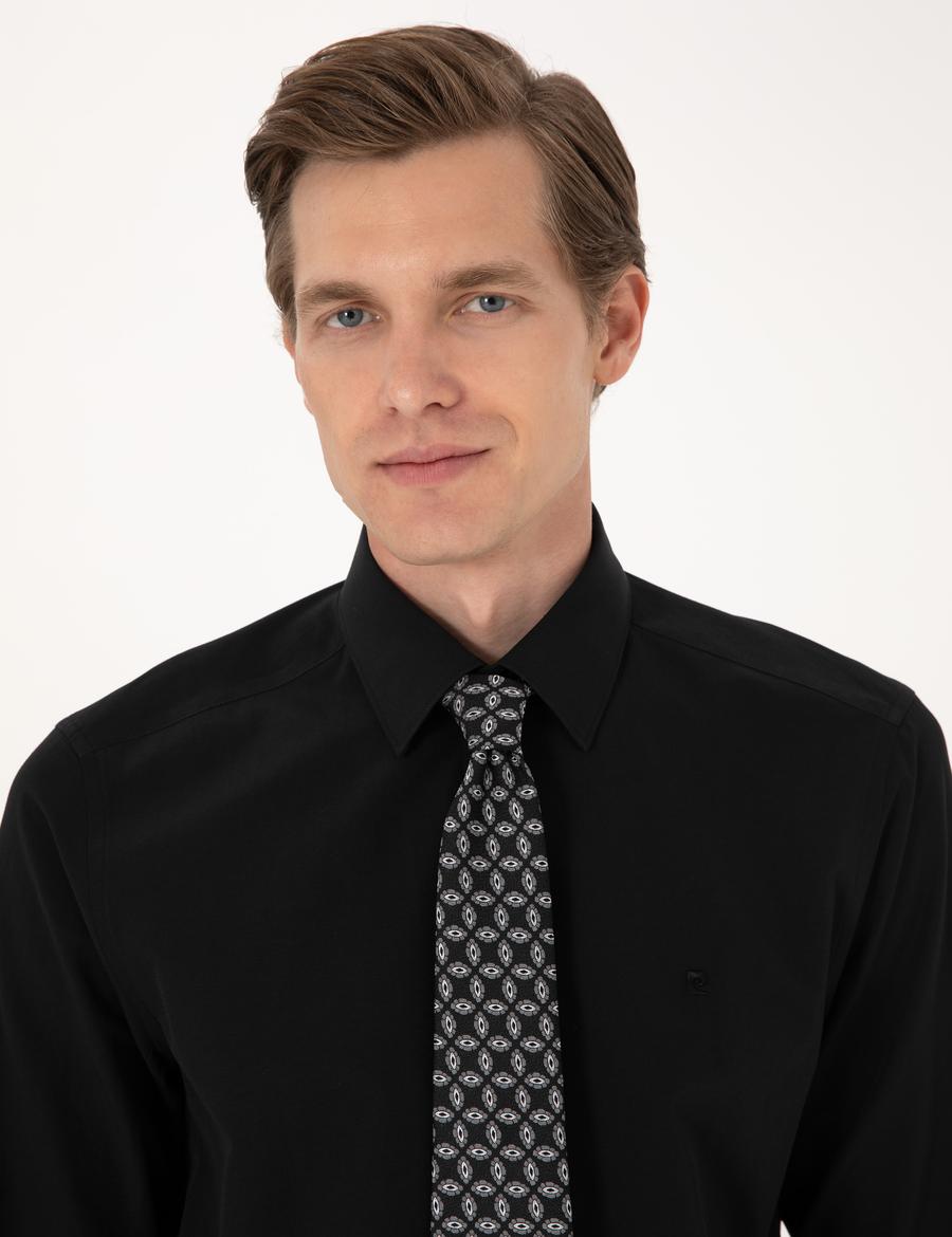 Siyah Regular Fit Uzun Kollu Basic Gömlek