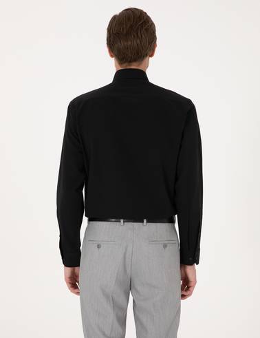 Siyah Regular Fit Uzun Kollu Basic Gömlek