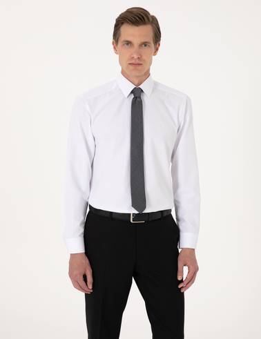 Beyaz Regular Fit Uzun Kollu Basic Gömlek