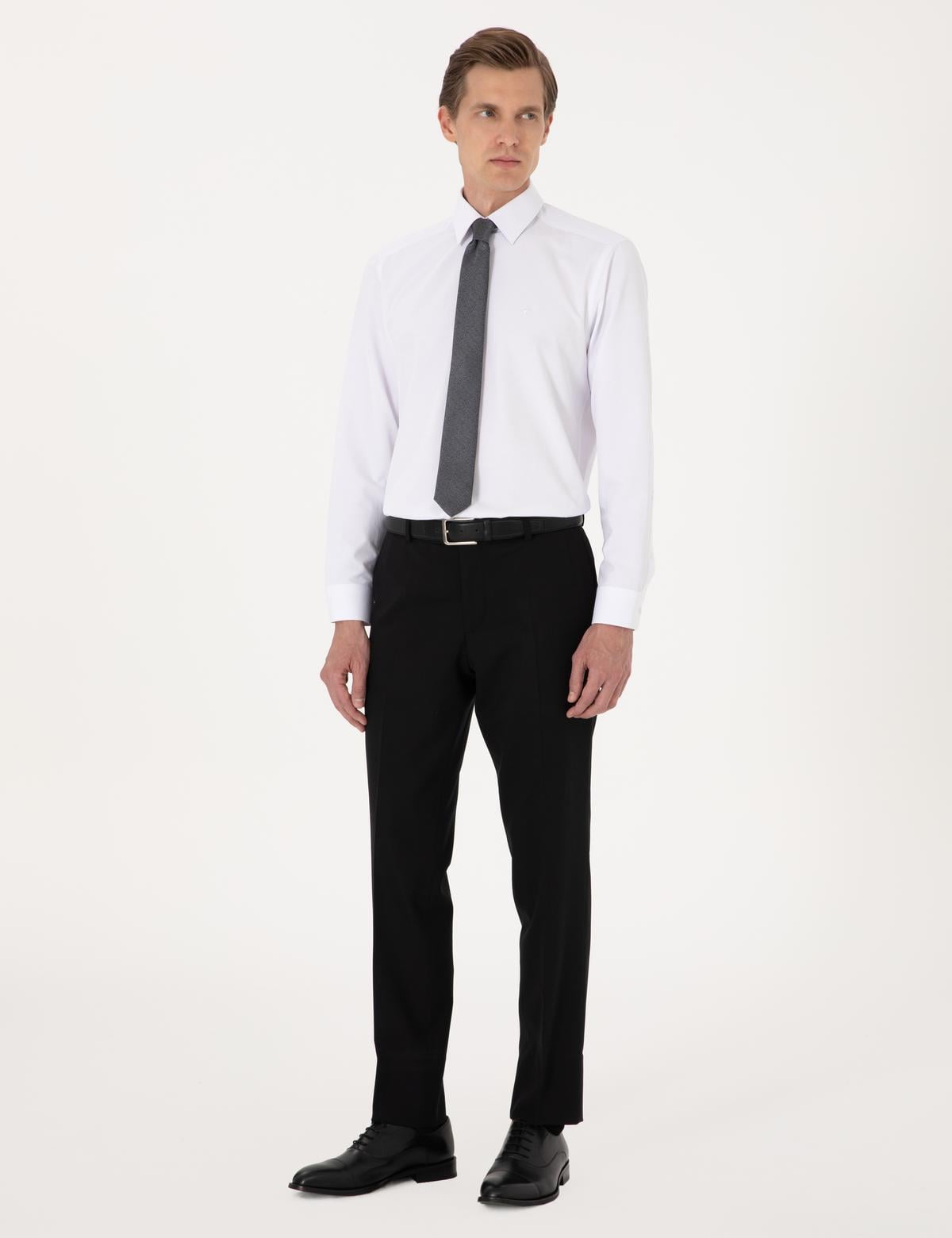 Beyaz Regular Fit Uzun Kollu Basic Gömlek - 50316742014