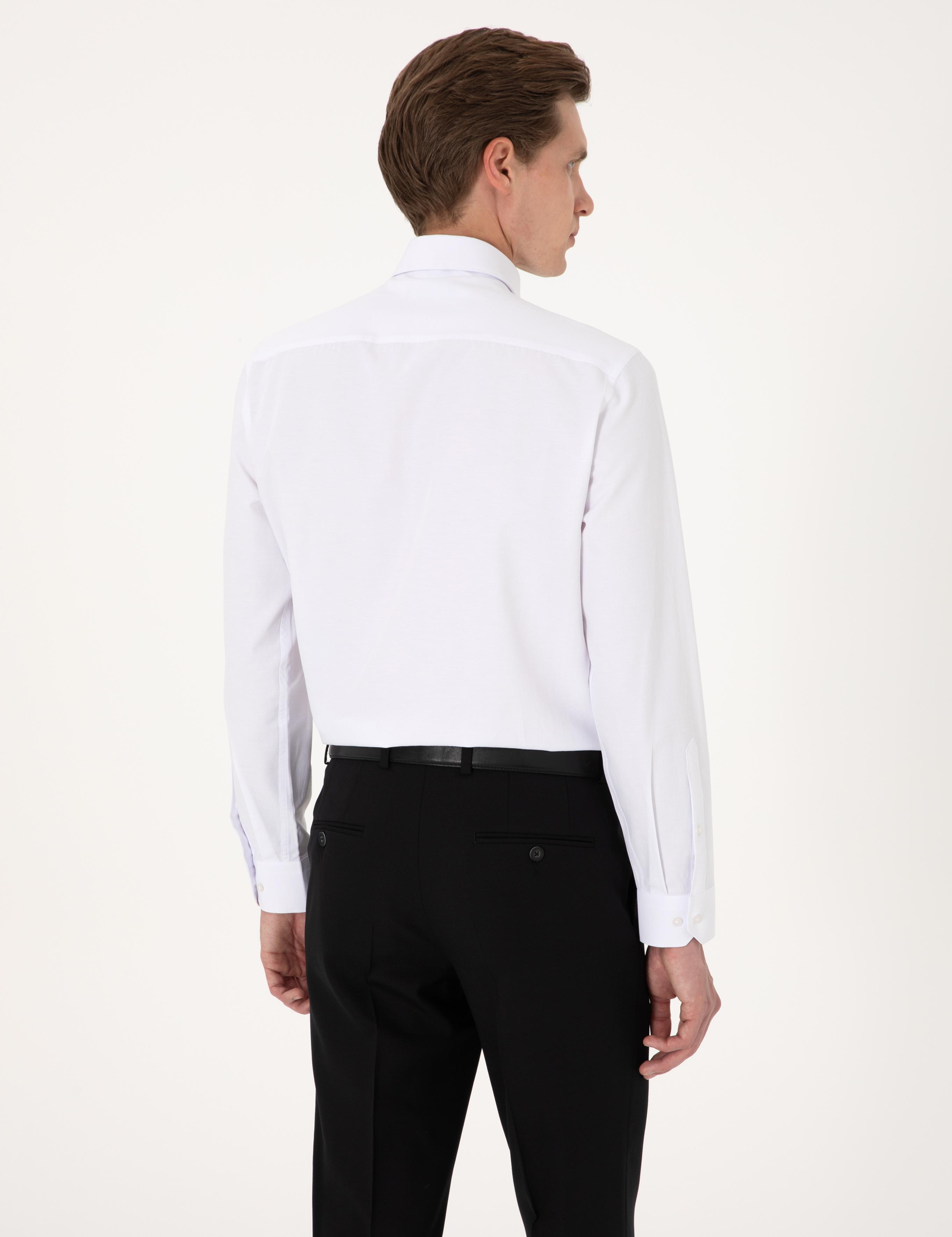 Beyaz Regular Fit Uzun Kollu Basic Gömlek