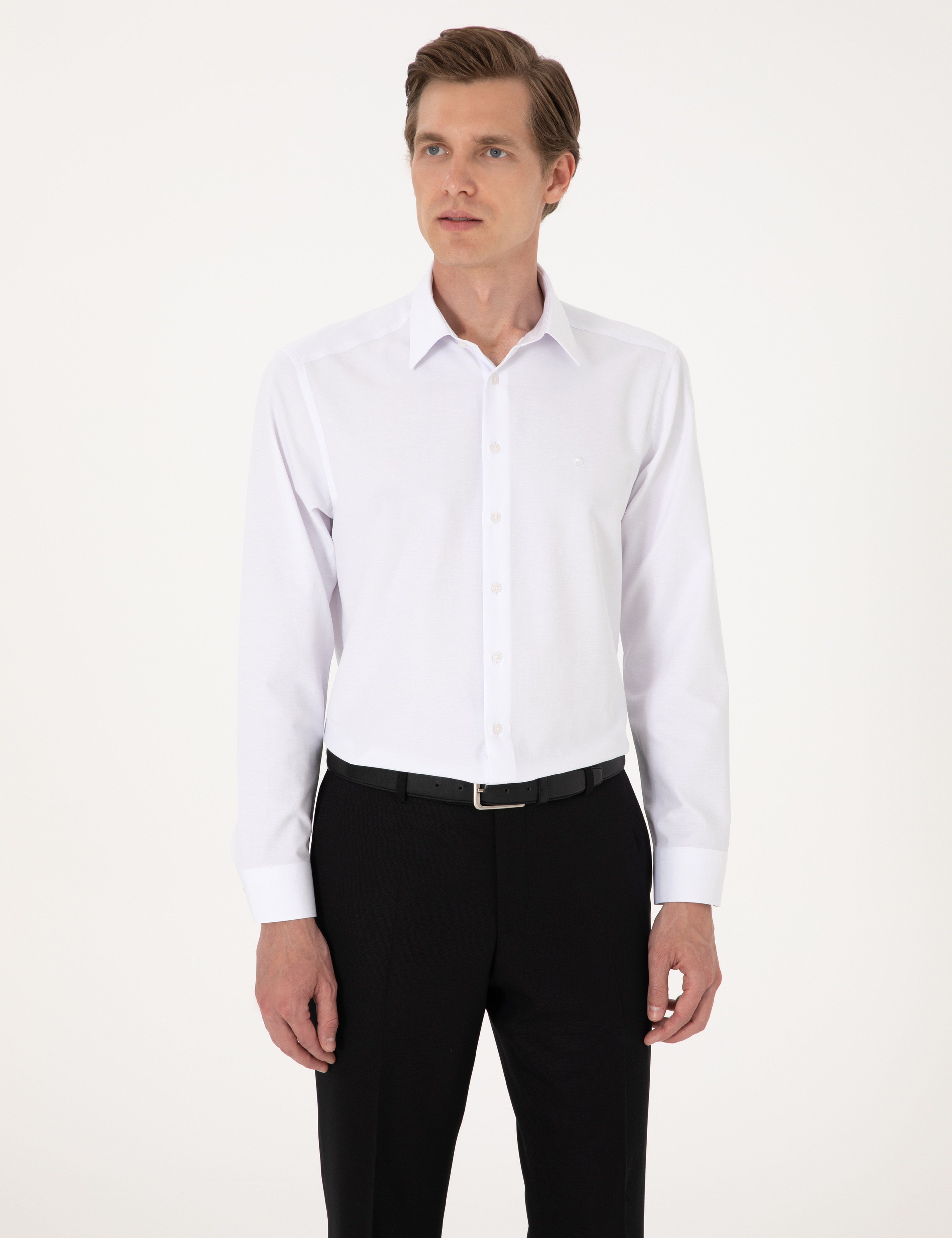 Beyaz Regular Fit Uzun Kollu Basic Gömlek