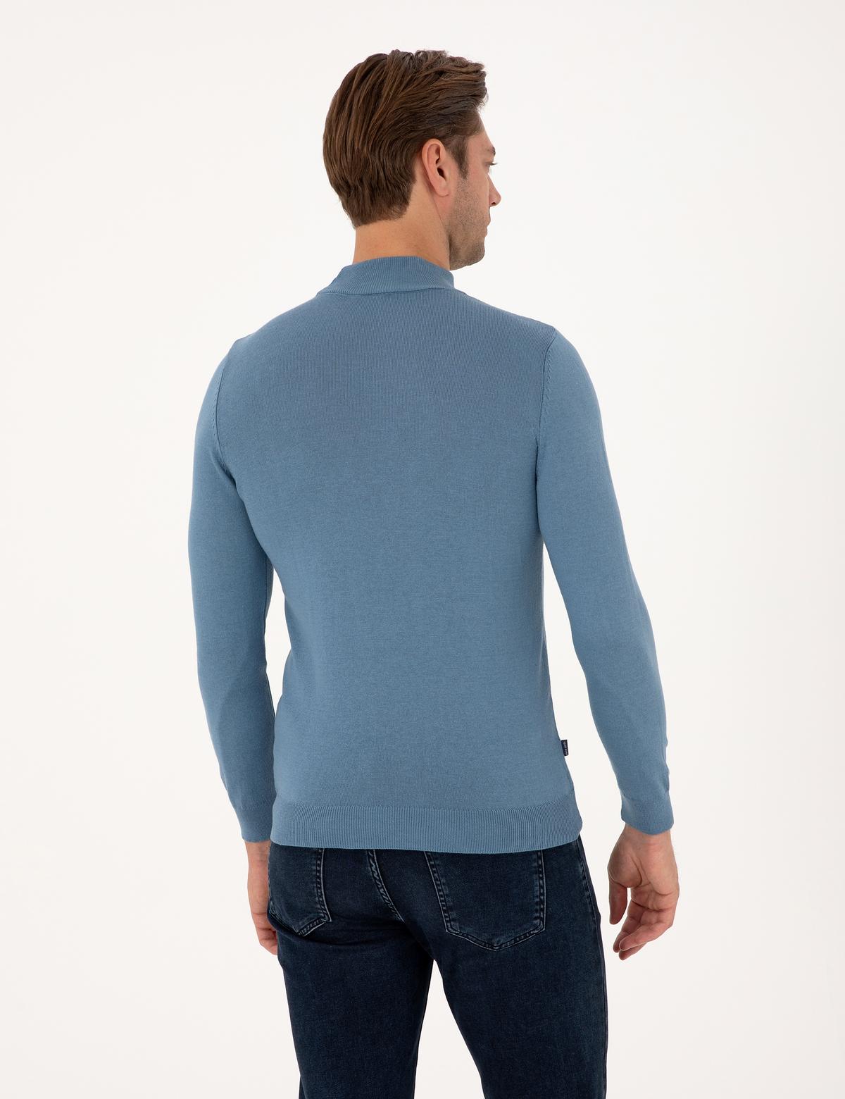 Mavi Slim Fit Yarım Balıkçı Yaka Basic Triko Kazak - 50314176166