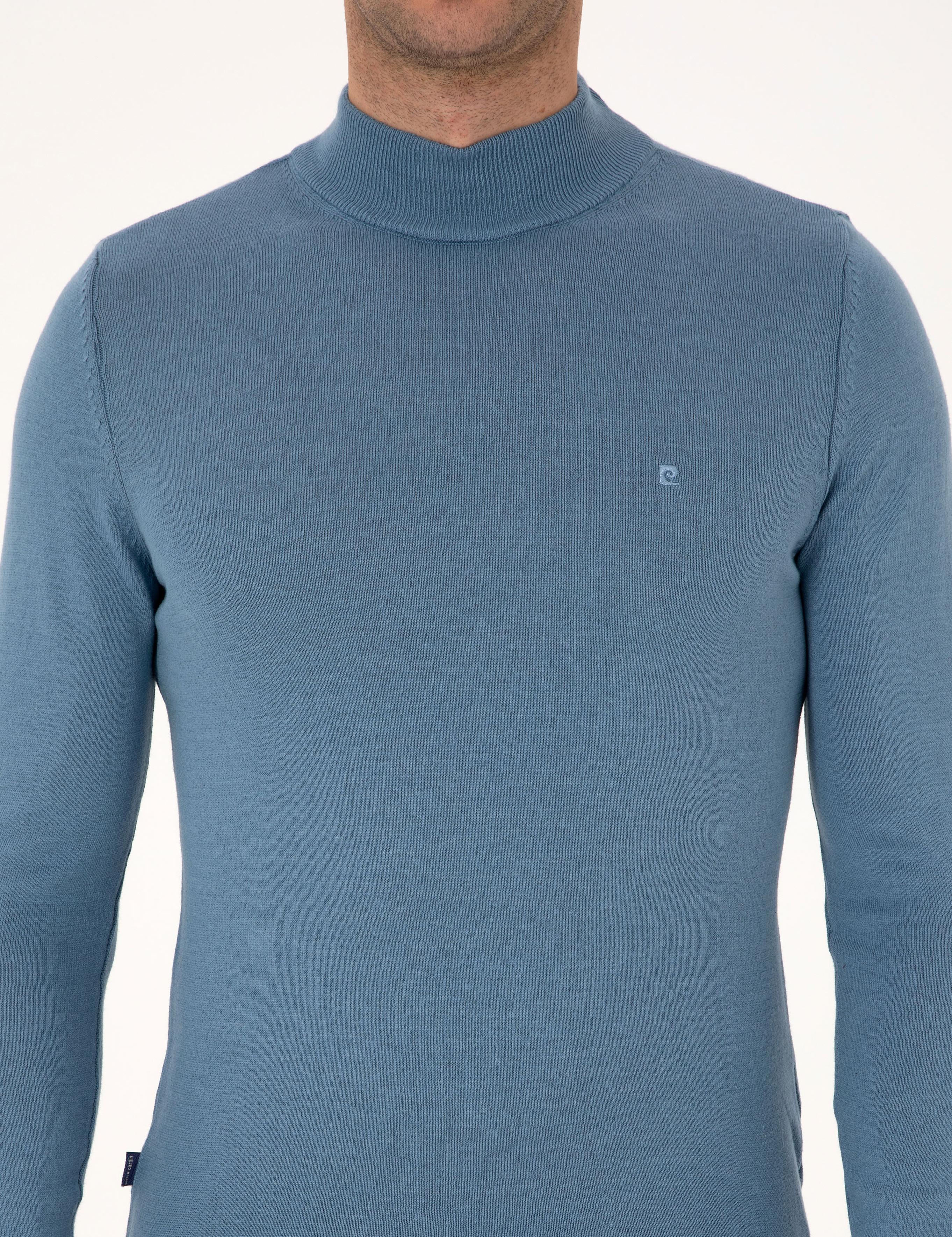 Mavi Slim Fit Yarım Balıkçı Yaka Basic Triko Kazak