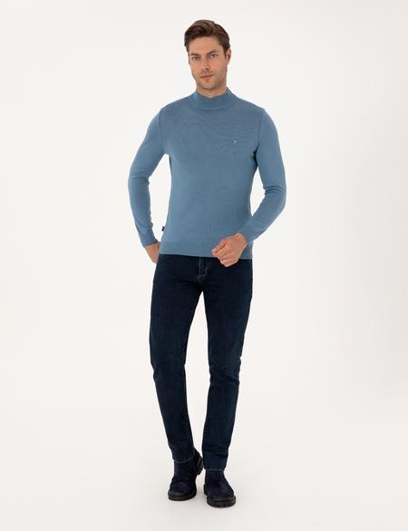 Mavi Slim Fit Yarım Balıkçı Yaka Basic Triko Kazak - 50314176166