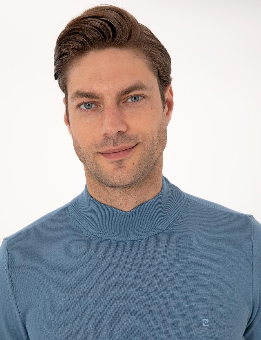 Mavi Slim Fit Yarım Balıkçı Yaka Basic Triko Kazak