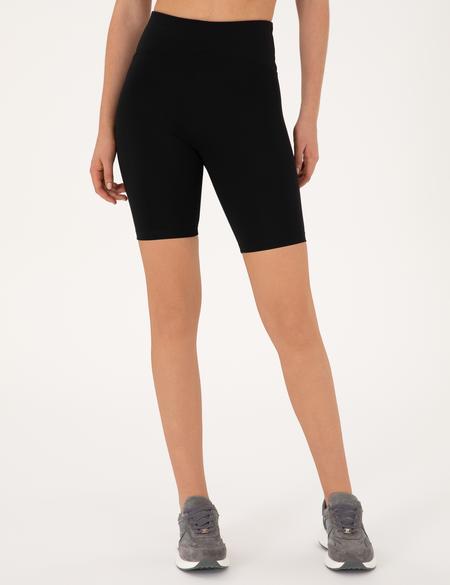 Siyah Yüksek Bel Biker Tayt - 50314956033