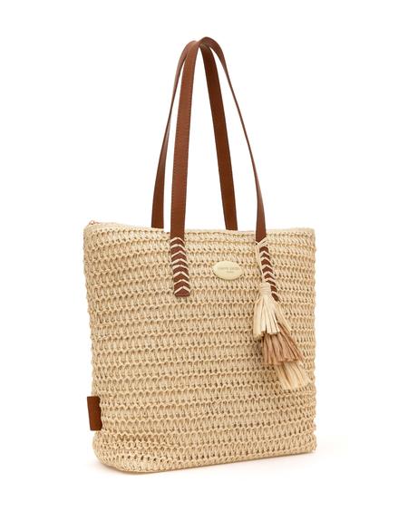 Bej Hasır Omuz Çanta - 50318365002