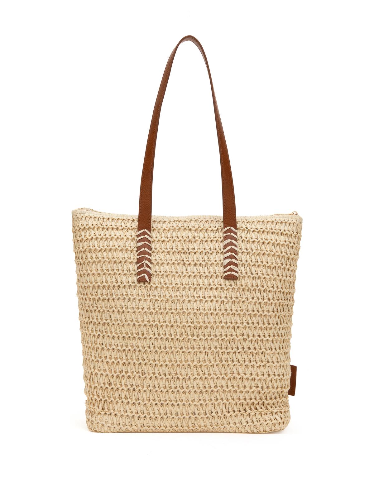 Bej Hasır Omuz Çanta - 50318365002