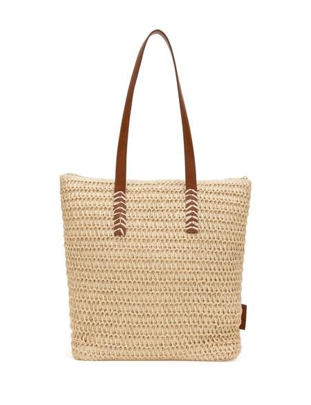 Bej Hasır Omuz Çanta - 50318365002