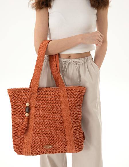 Kiremit Hasır Omuz Çanta - 50318367004