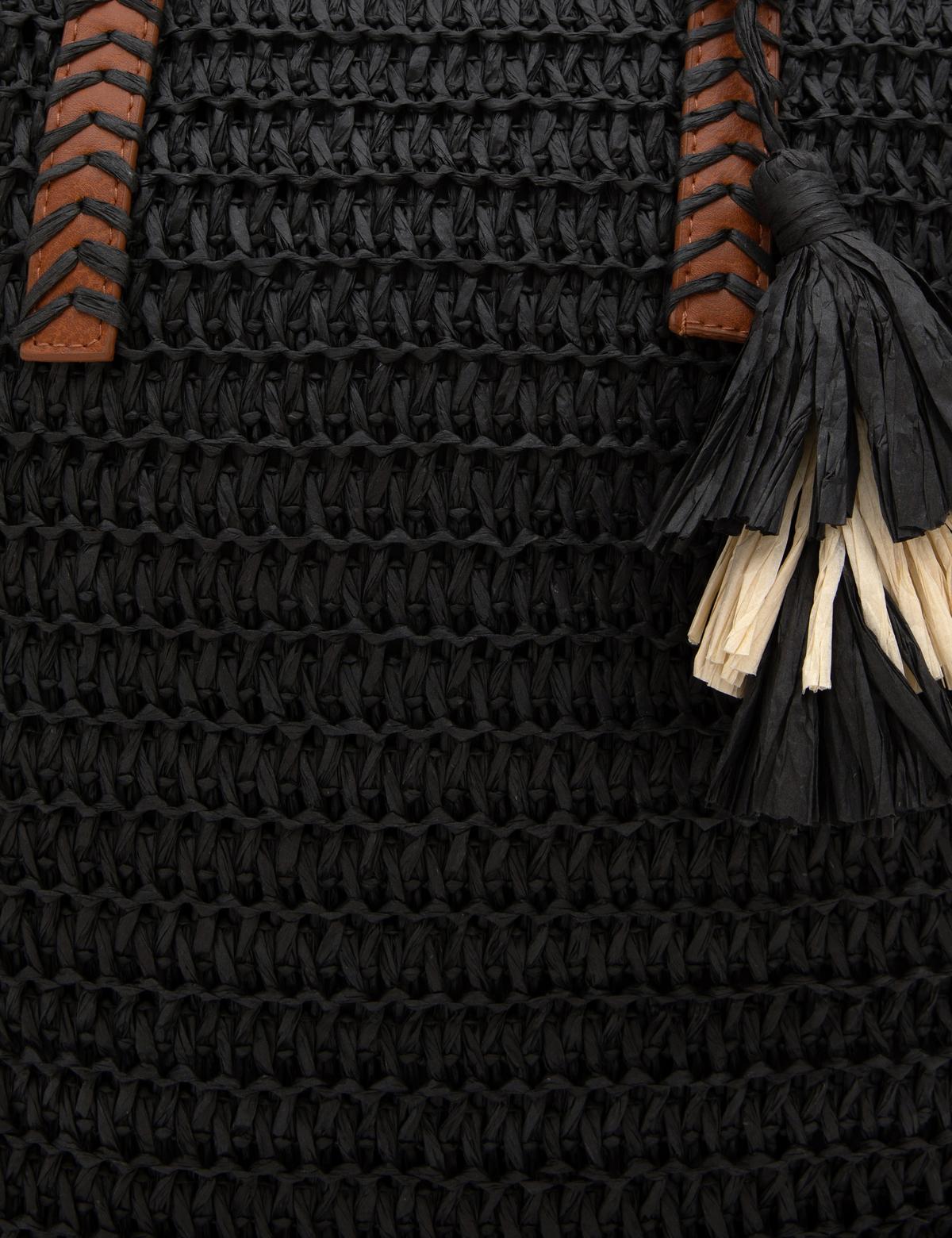 Siyah Hasır Omuz Çanta - 50318365001