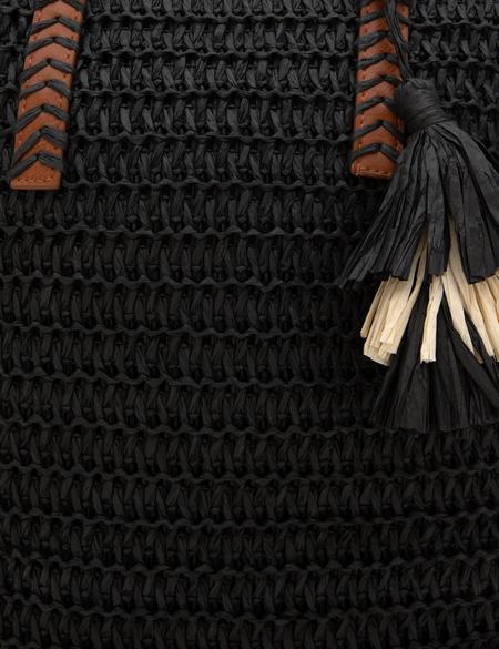 Siyah Hasır Omuz Çanta - 50318365001