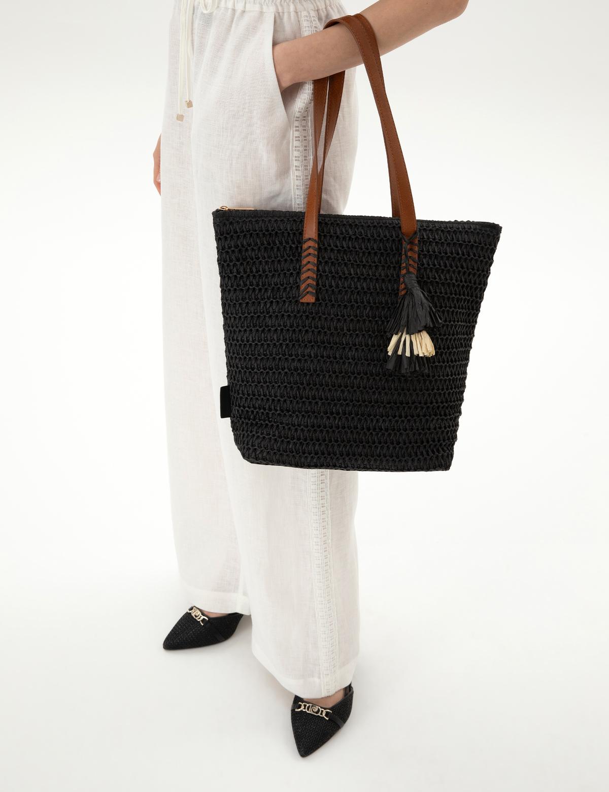 Siyah Hasır Omuz Çanta - 50318365001