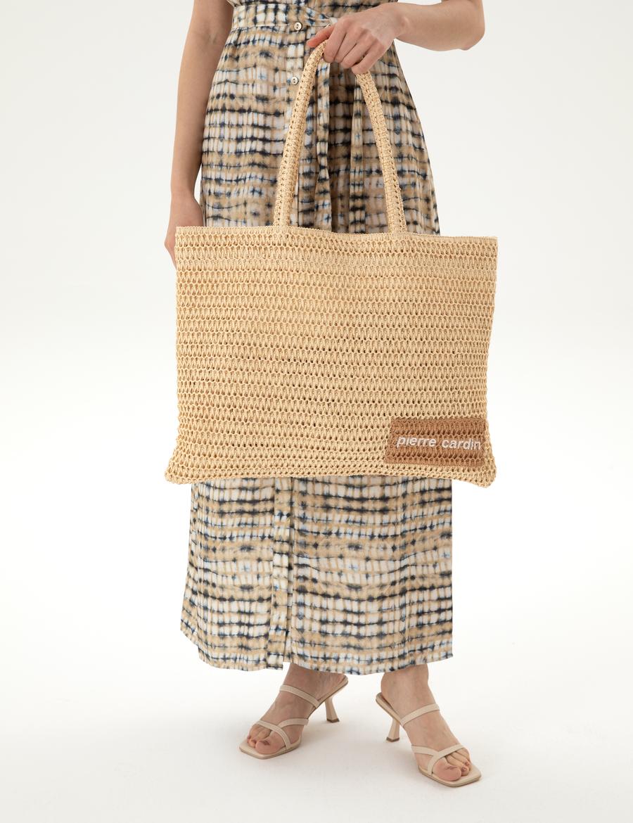 Bej Hasır Omuz Çanta