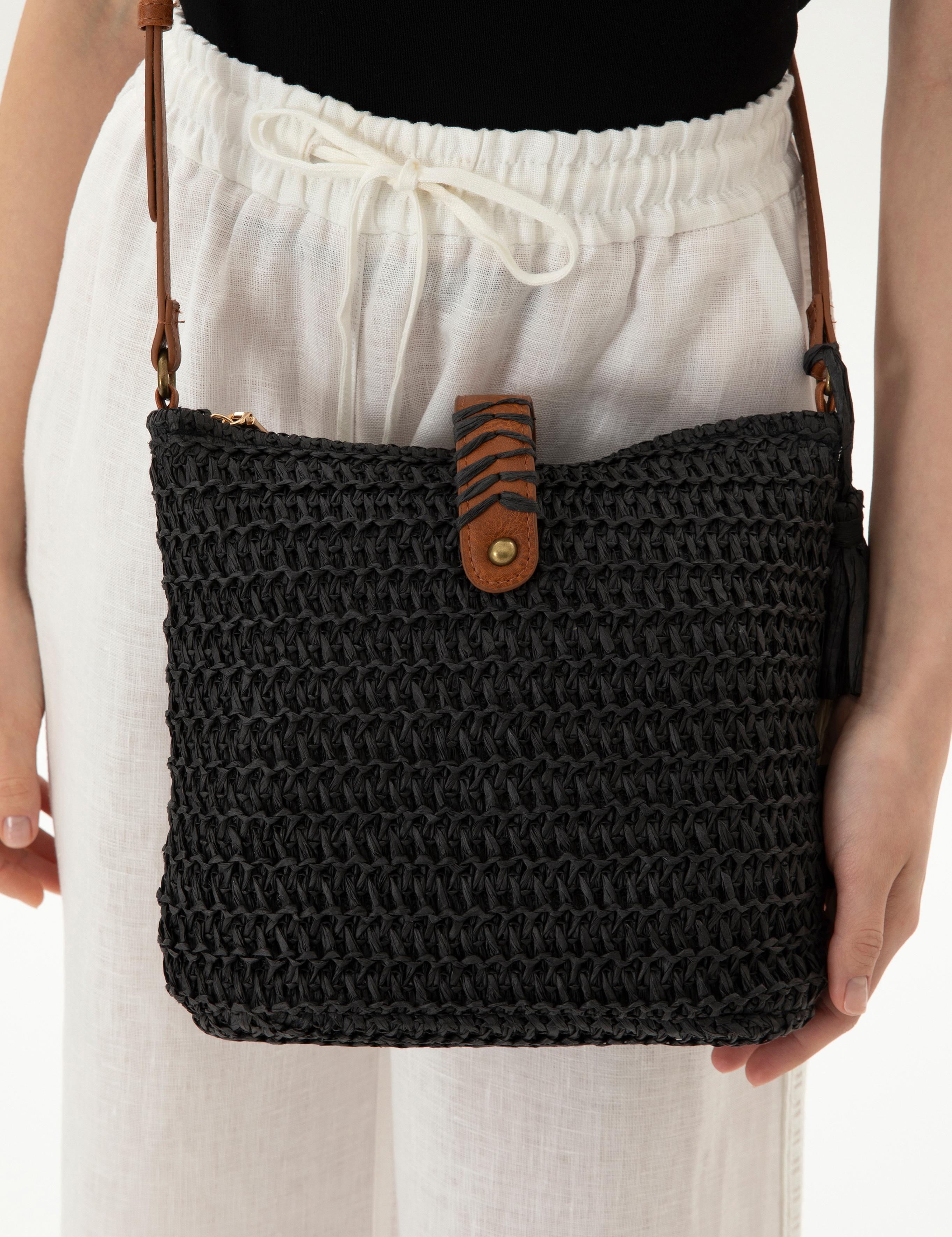 Siyah Hasır Çapraz Çanta