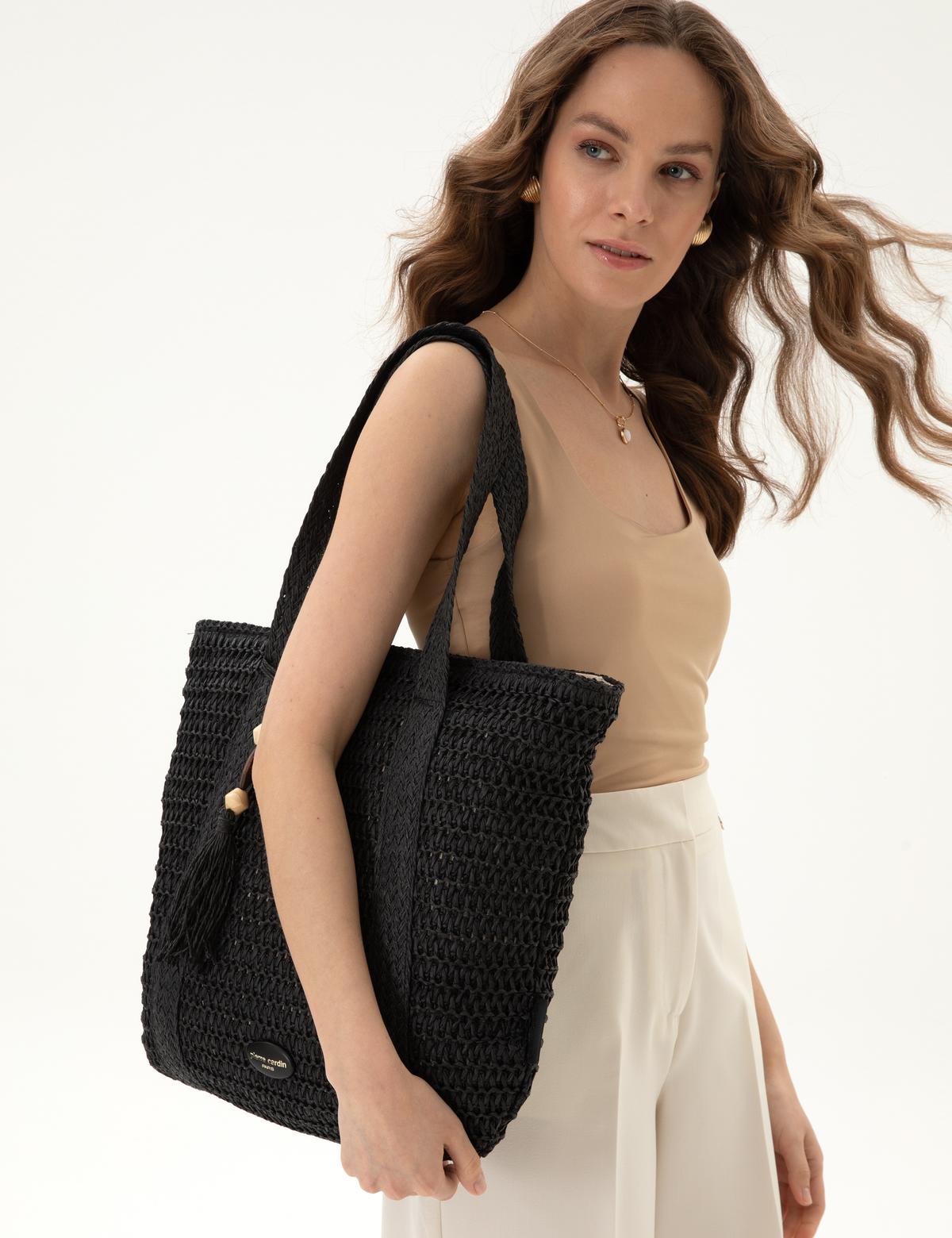 Siyah Hasır Omuz Çanta