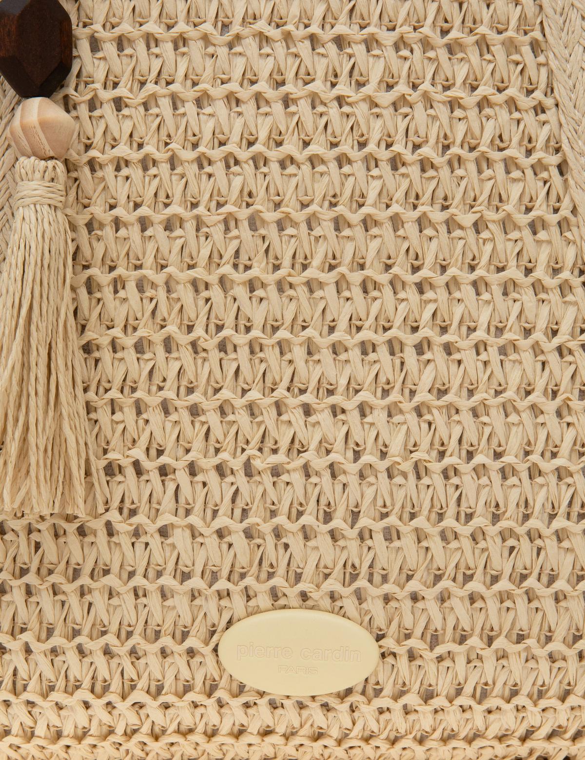 Bej Hasır Omuz Çanta - 50318367002