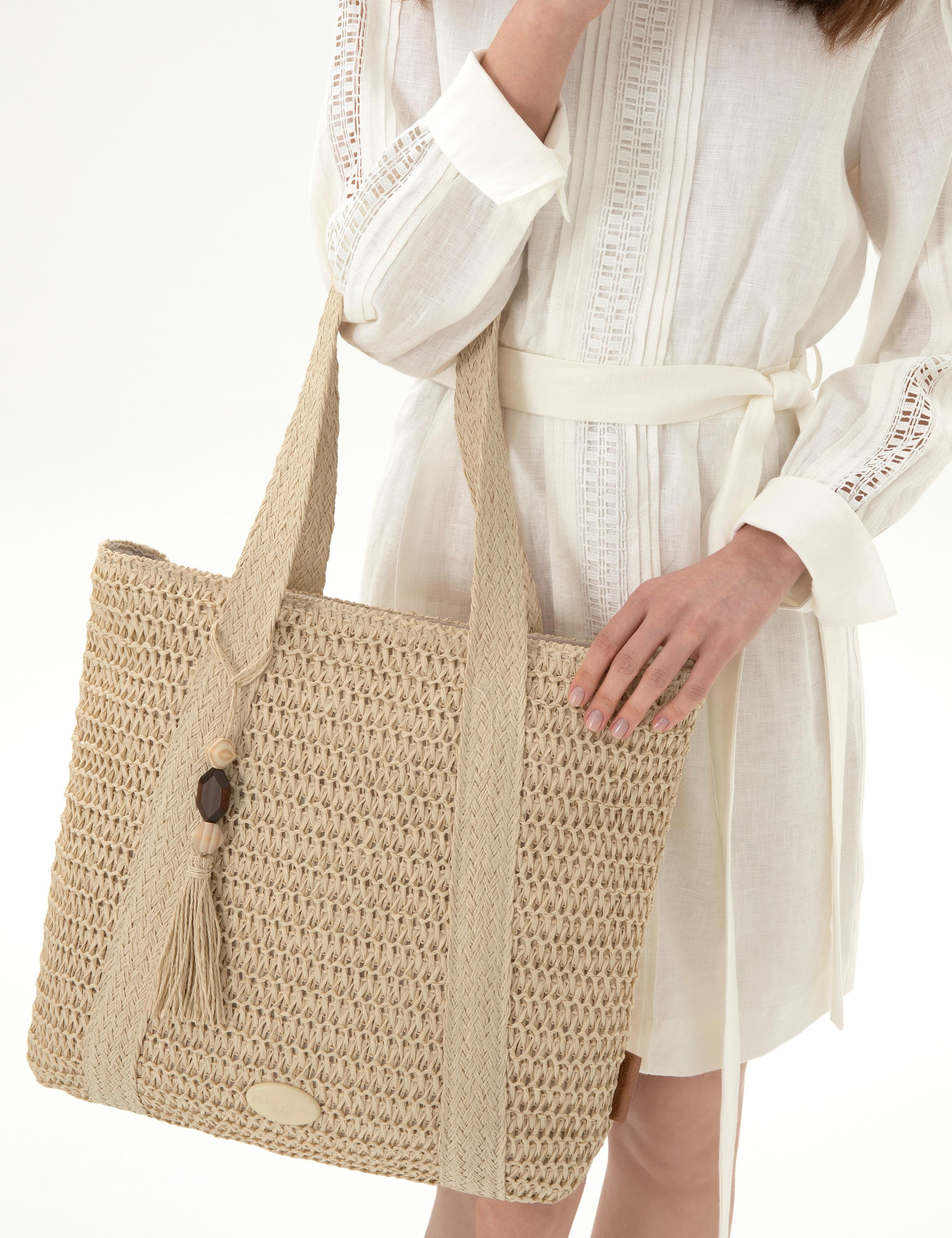 Bej Hasır Omuz Çanta