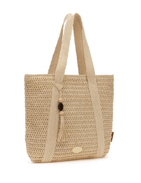 Bej Hasır Omuz Çanta - 50318367002