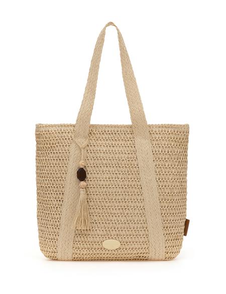 Bej Hasır Omuz Çanta - 50318367002